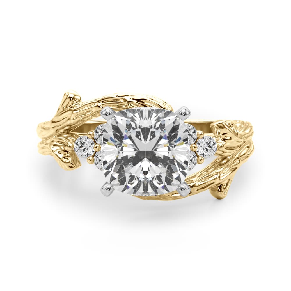 Nature-Inspired Bypass Engagement Ring, style 51364, Angle view in yellow gold