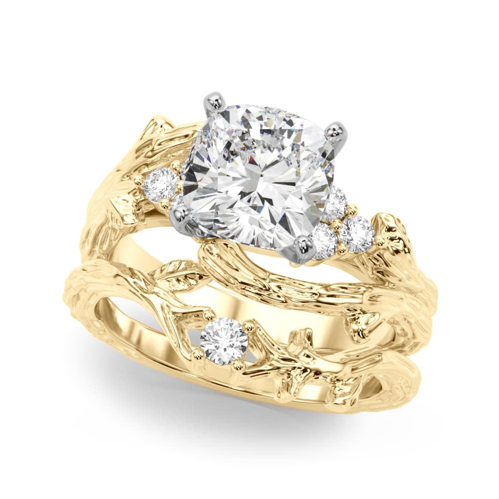 Nature-Inspired Bypass Engagement Ring, style 51364, On hand view in yellow gold