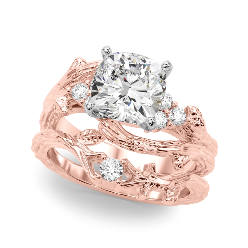 Nature-Inspired Bypass Engagement Ring, style 51364, On hand view in rose gold