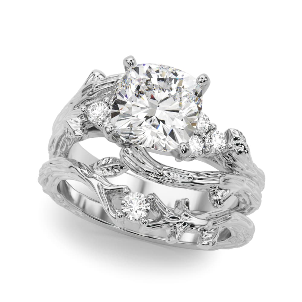 Nature-Inspired Bypass Engagement Ring, style 51364, On hand view in white gold or platinum