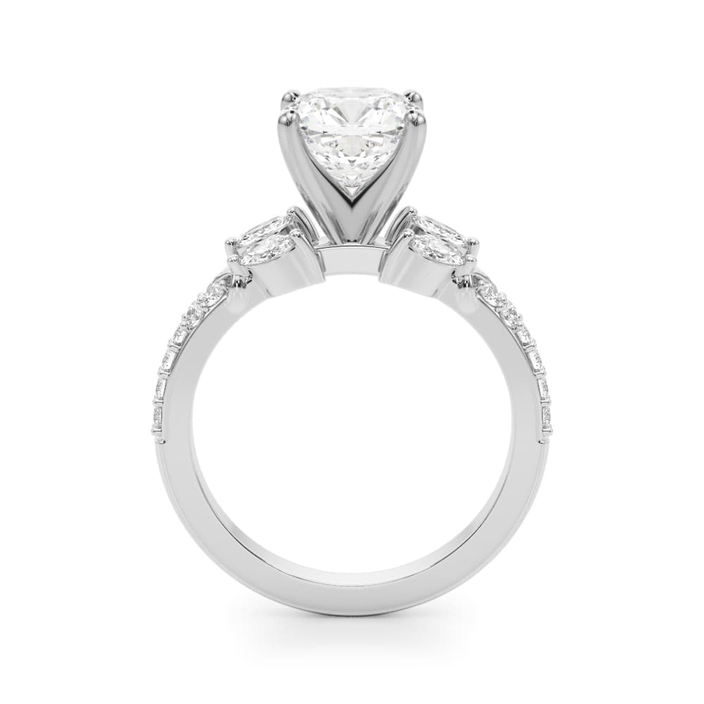 Engagement Ring, style 51365, Side view in white gold or platinum