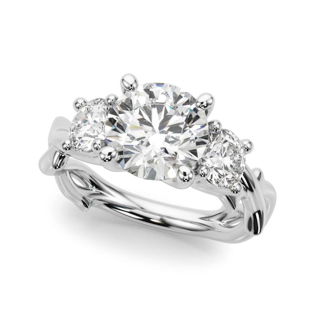 3-Stone Twisted Shank Engagement Ring — style 51366 in 10k White Gold