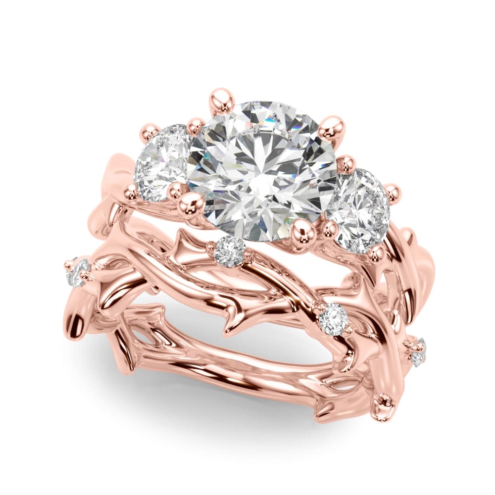 3-Stone Twisted Shank Engagement Ring, style 51366, On hand view in rose gold
