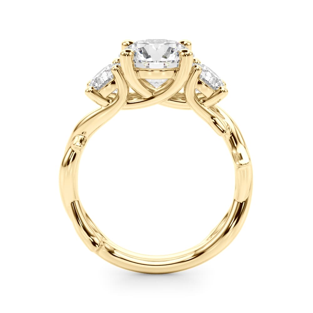 3-Stone Twisted Shank Engagement Ring, style 51366, Side view in yellow gold