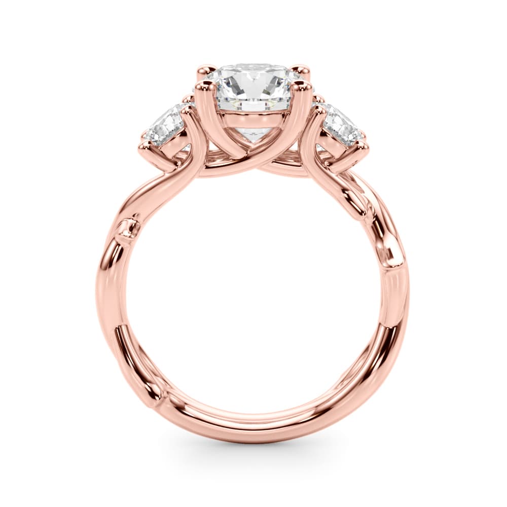 3-Stone Twisted Shank Engagement Ring, style 51366, Side view in rose gold