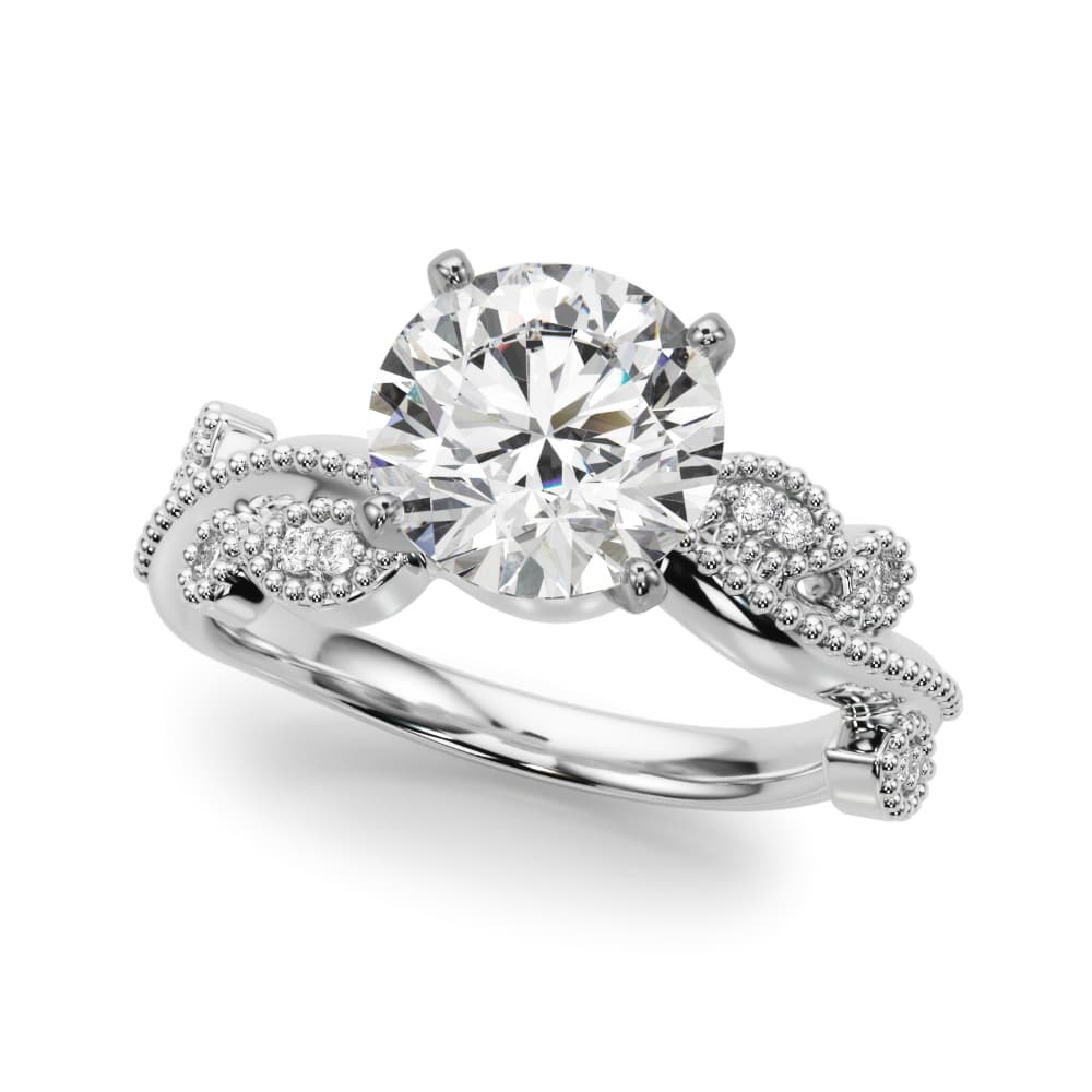 Nature Inspired Milgrain Engagement Ring — style 51367 in 10k White Gold