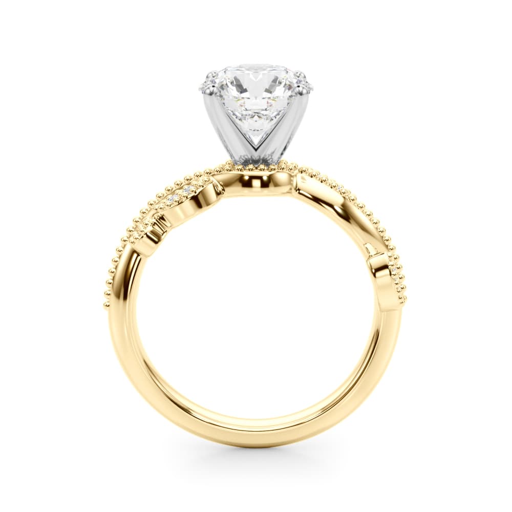 Nature Inspired Milgrain Engagement Ring, style 51367, Side view in yellow gold