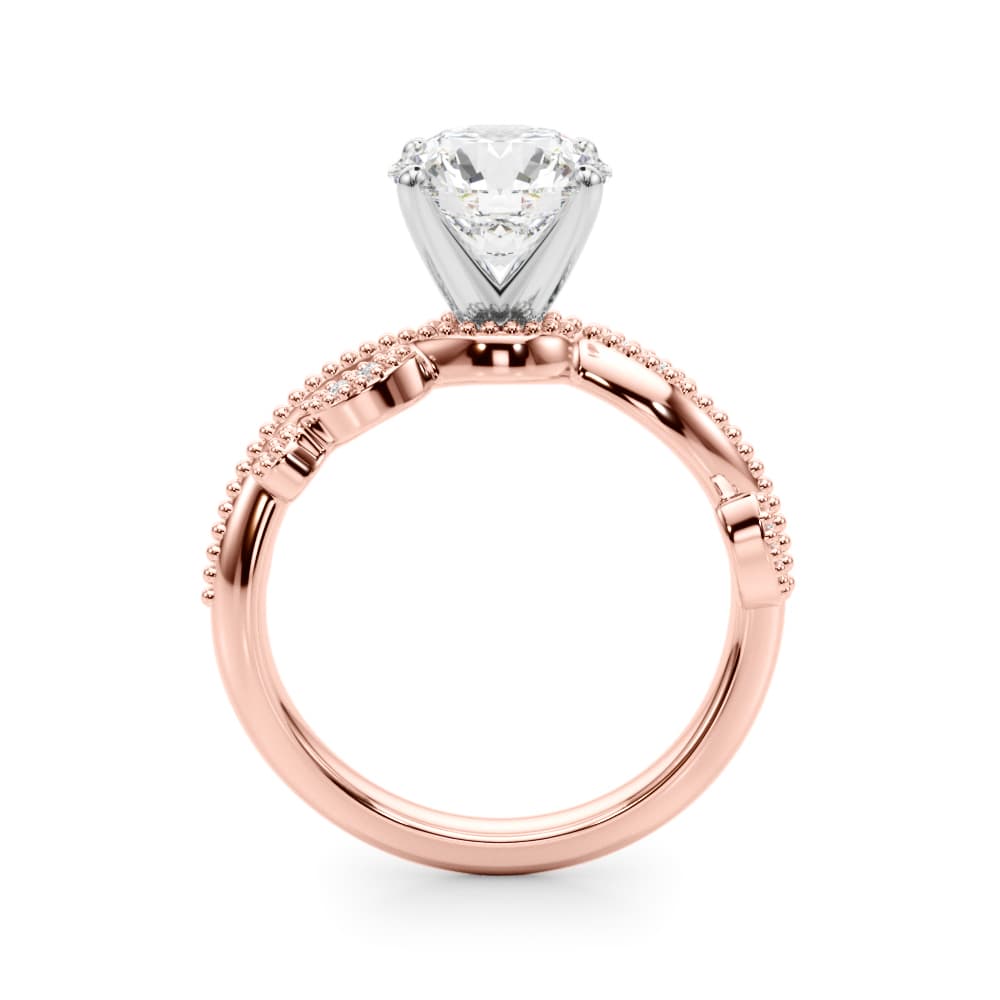 Nature Inspired Milgrain Engagement Ring, style 51367, Side view in rose gold