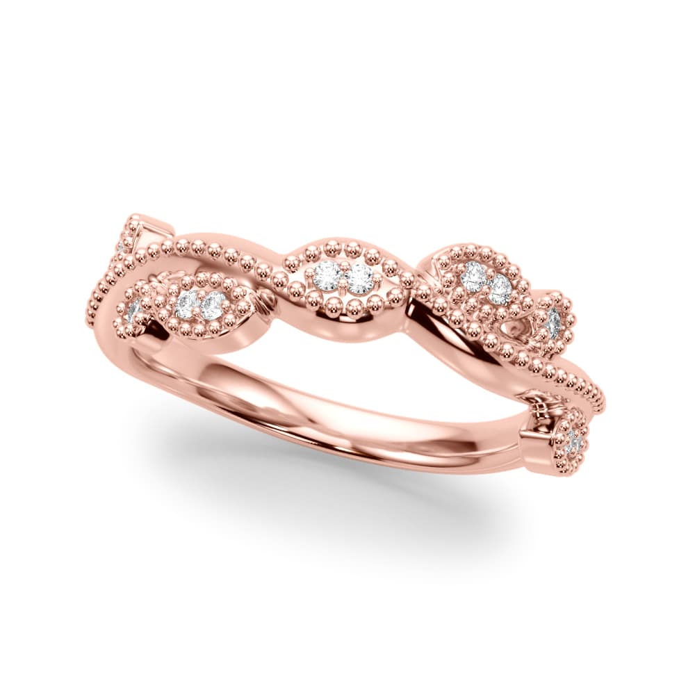 Twisting Milgrain Wedding Band (0.08 ct. tw.), Front view in rose gold
