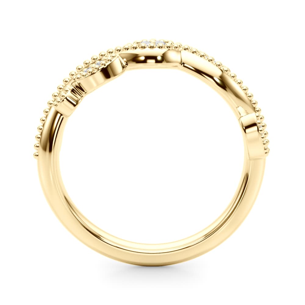 Twisting Milgrain Wedding Band (0.08 ct. tw.), Side view in yellow gold