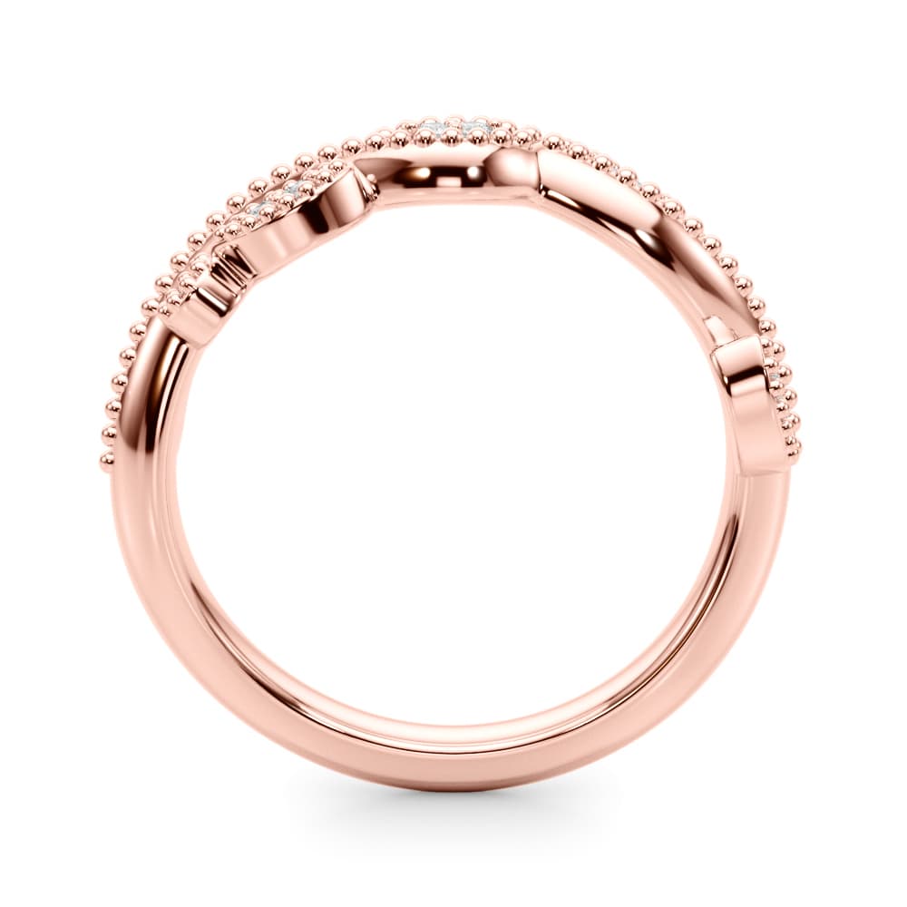 Twisting Milgrain Wedding Band (0.08 ct. tw.), Side view in rose gold