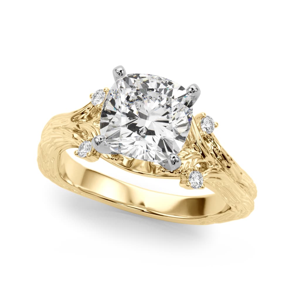 Nature Inspired Engagement Ring, style 51368, Front view in yellow gold