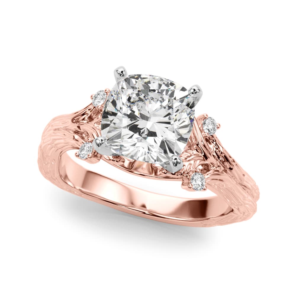 Nature Inspired Engagement Ring, style 51368, Front view in rose gold