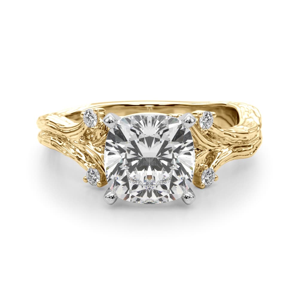 Nature Inspired Engagement Ring, style 51368, Angle view in yellow gold