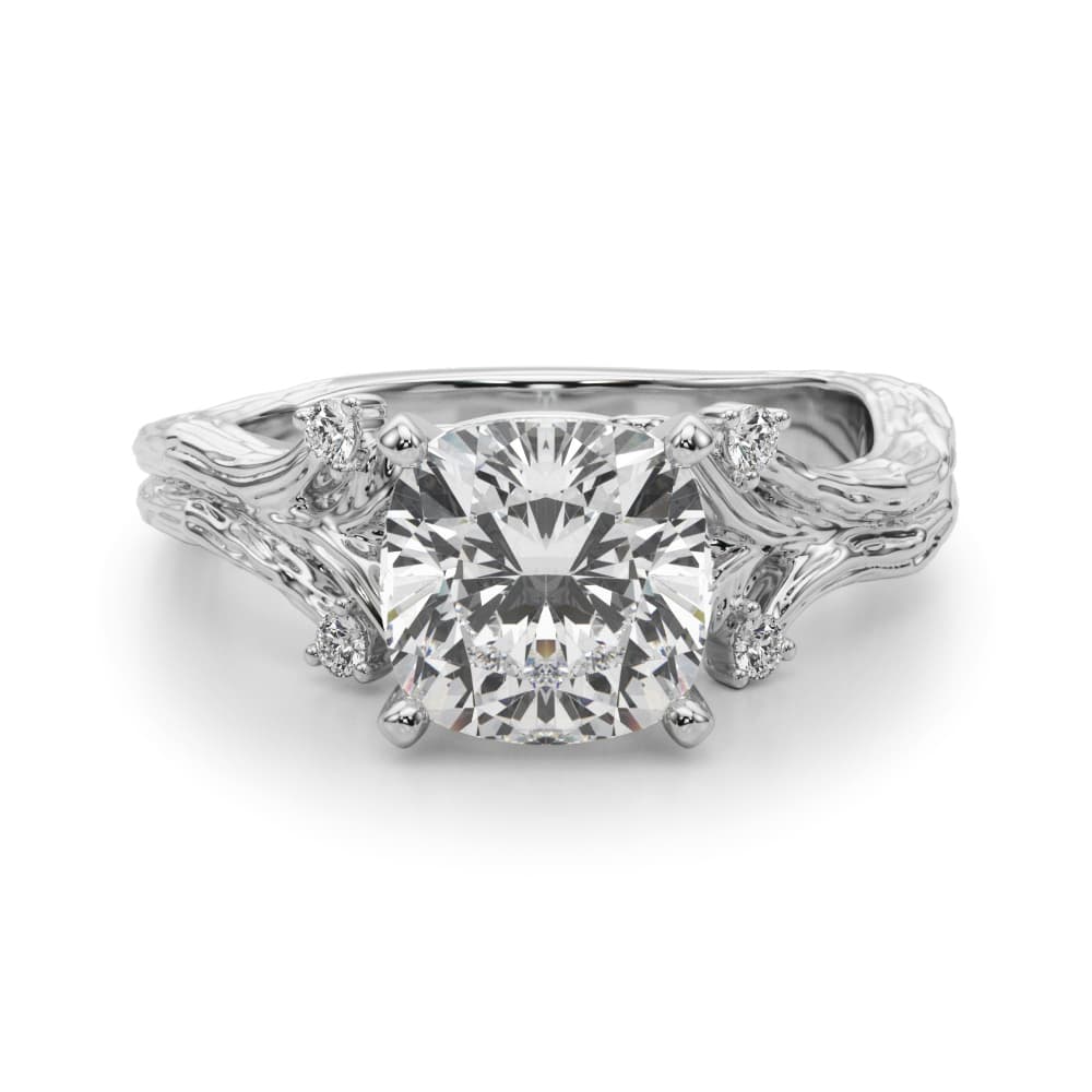Nature Inspired Engagement Ring, style 51368, Angle view in white gold or platinum
