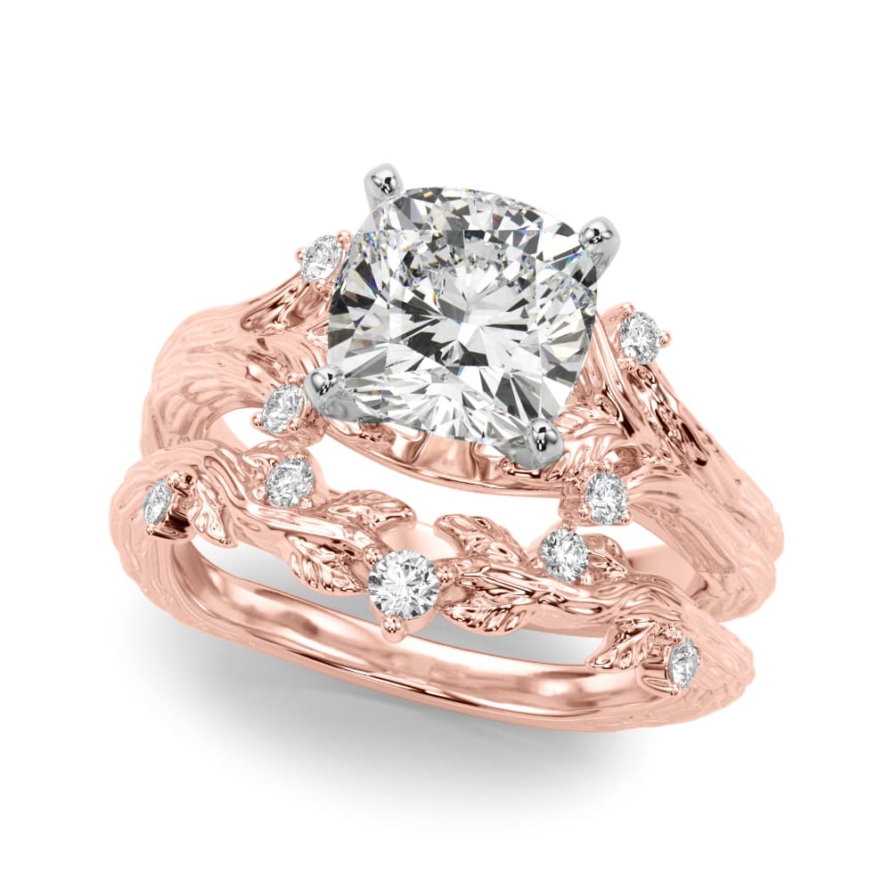 Nature Inspired Engagement Ring, style 51368, On hand view in rose gold