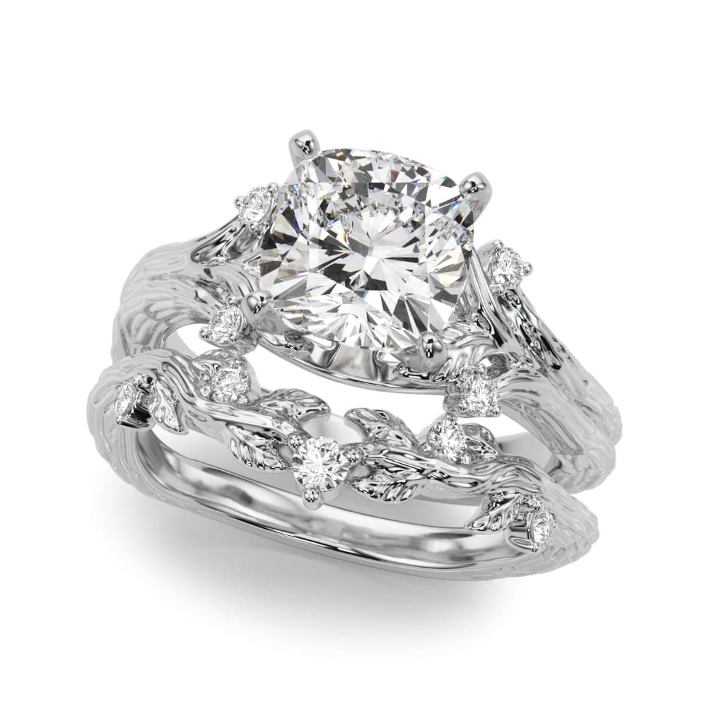 Nature Inspired Engagement Ring, style 51368, On hand view in white gold or platinum
