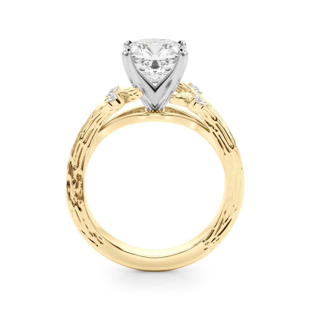 Nature Inspired Engagement Ring, style 51368, Side view in yellow gold