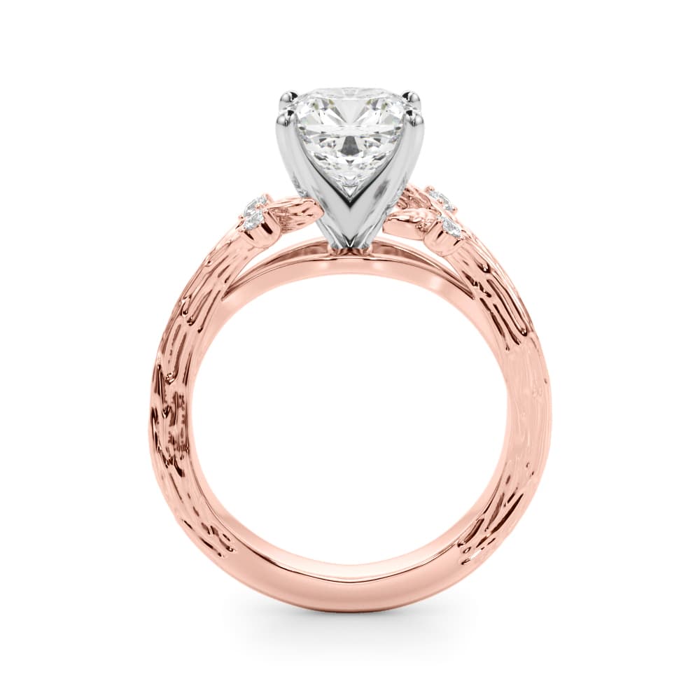 Nature Inspired Engagement Ring, style 51368, Side view in rose gold