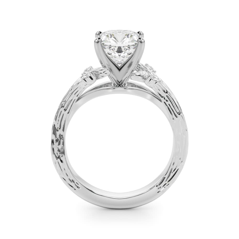 Nature Inspired Engagement Ring, style 51368, Side view in white gold or platinum