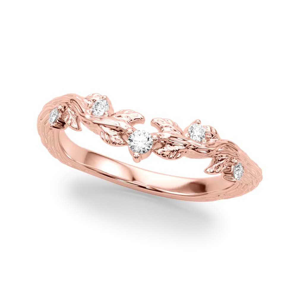 Nature Inspired Wedding Band (0.09 ct. tw.), Front view in rose gold