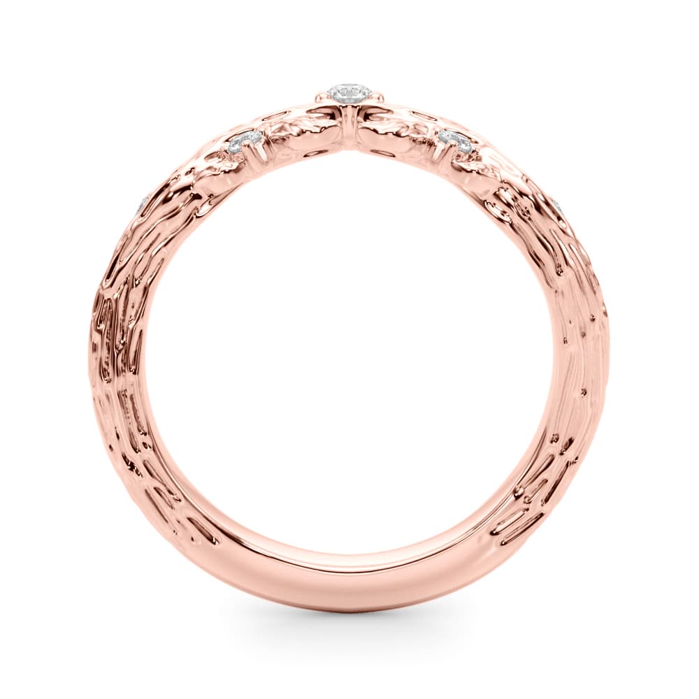 Nature Inspired Wedding Band (0.09 ct. tw.), Side view in rose gold