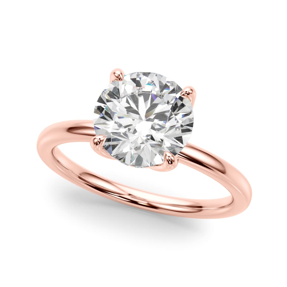 Round Tulip Hidden Halo Engagement Ring, style 51377, Front view in rose gold