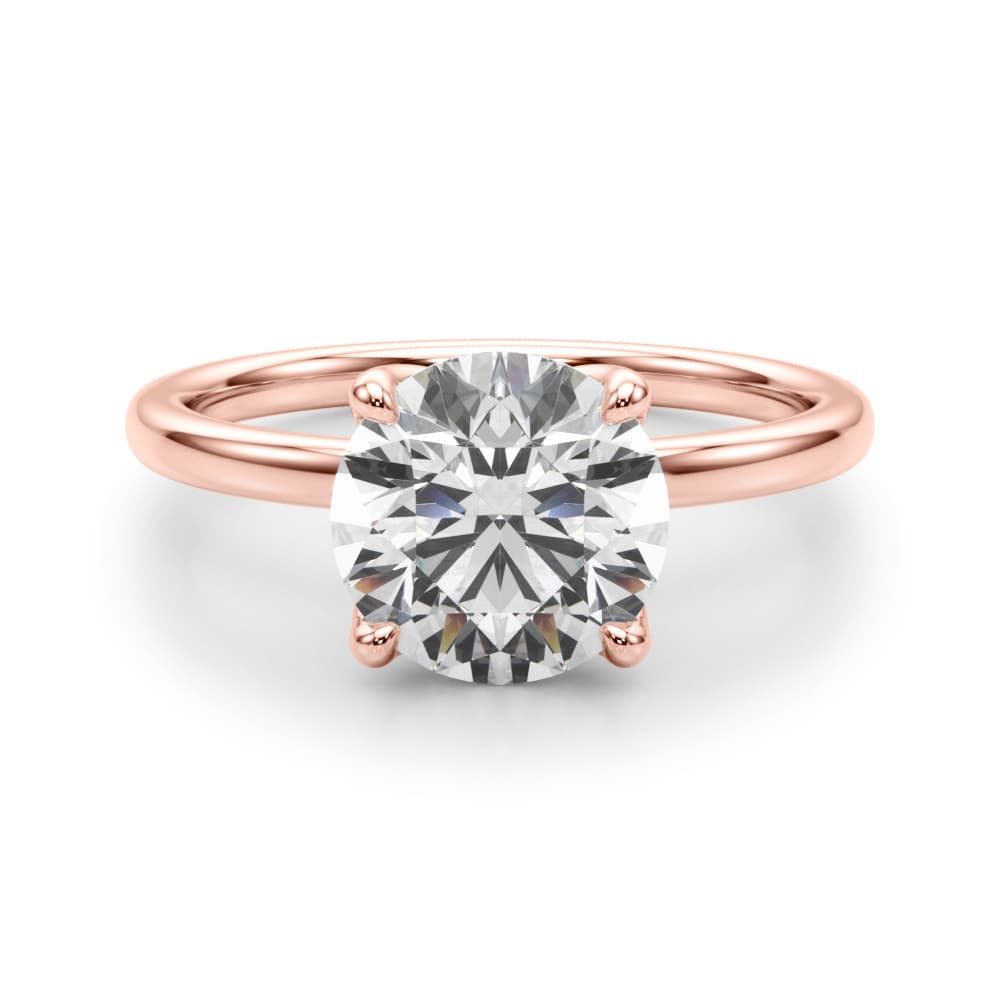 Round Tulip Hidden Halo Engagement Ring, style 51377, Angle view in rose gold