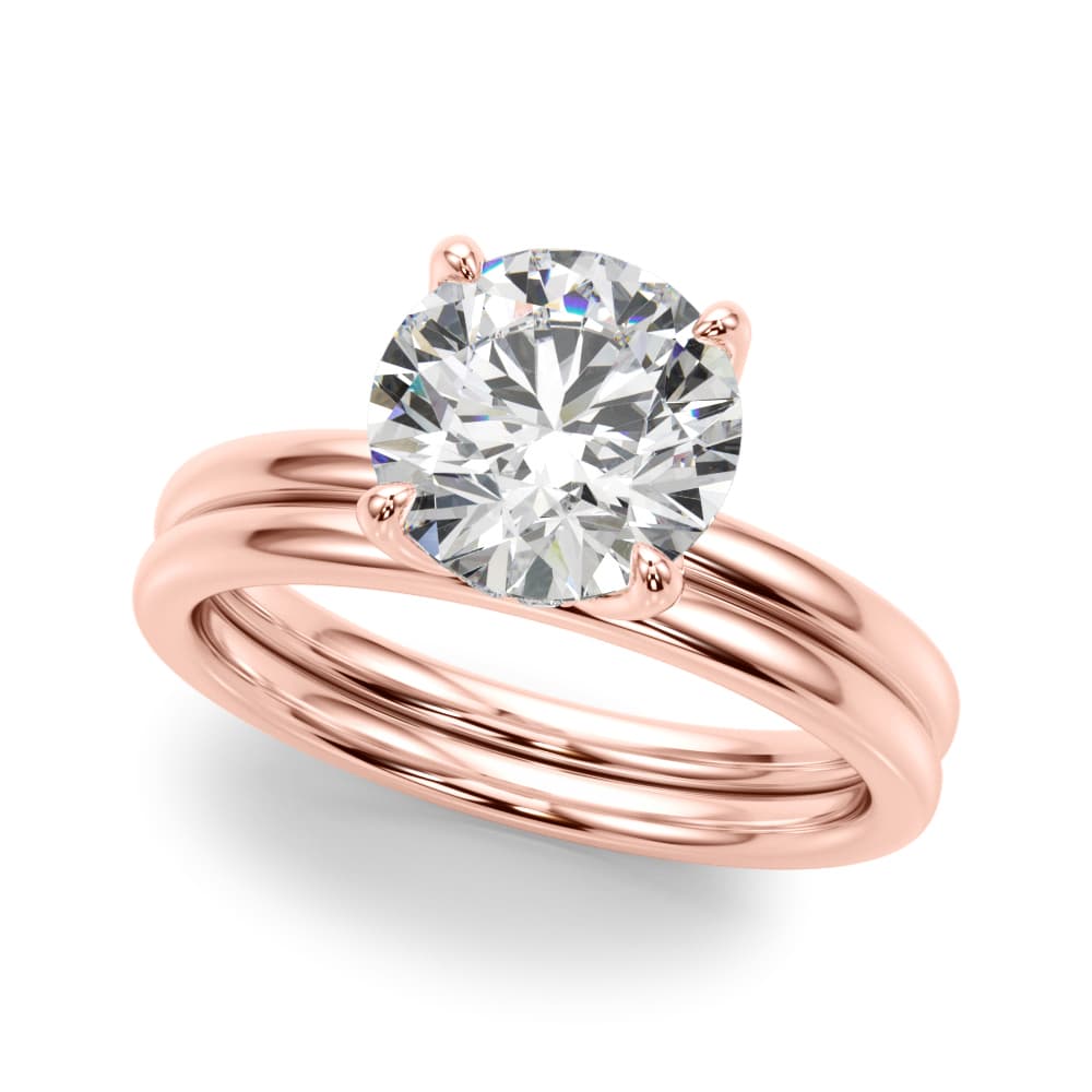Round Tulip Hidden Halo Engagement Ring, style 51377, On hand view in rose gold