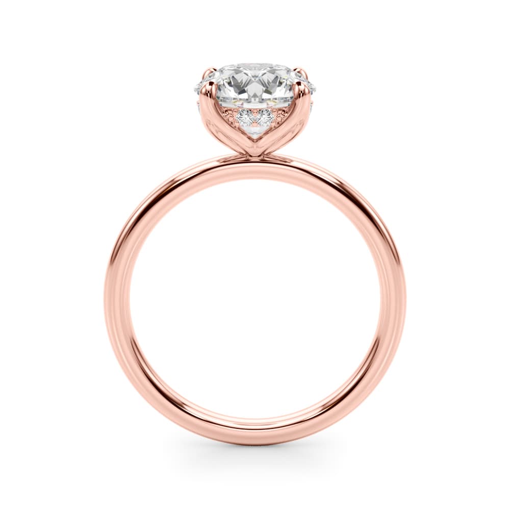 Round Tulip Hidden Halo Engagement Ring, style 51377, Side view in rose gold