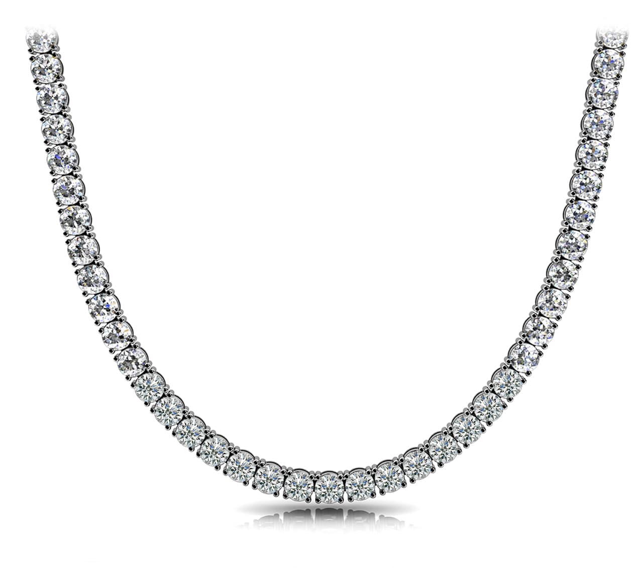 4-Prong Tennis Necklace — 40 CT — White Gold