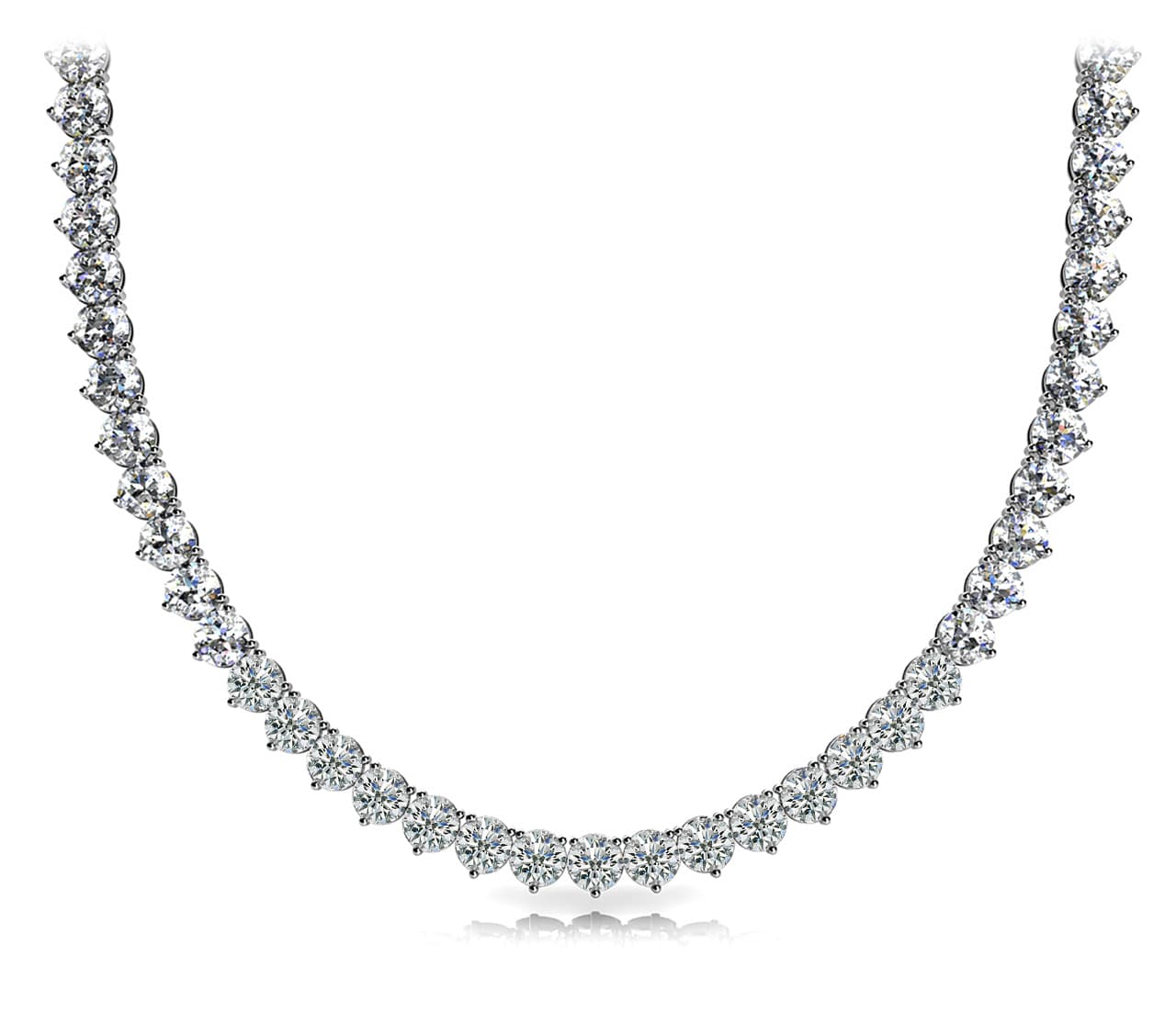 3 Prong Riviera Necklace not G — 10 CT — White Gold