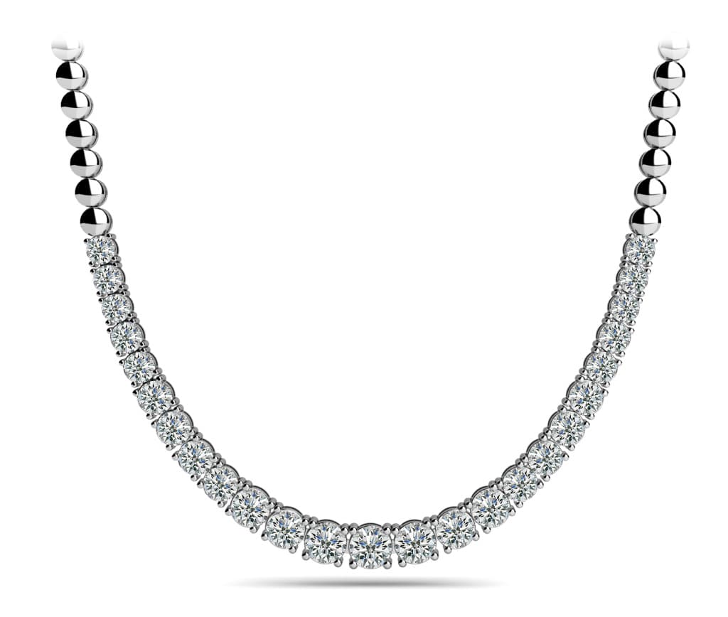 Graduated Prong Set Necklaces — 3 CT — White Gold