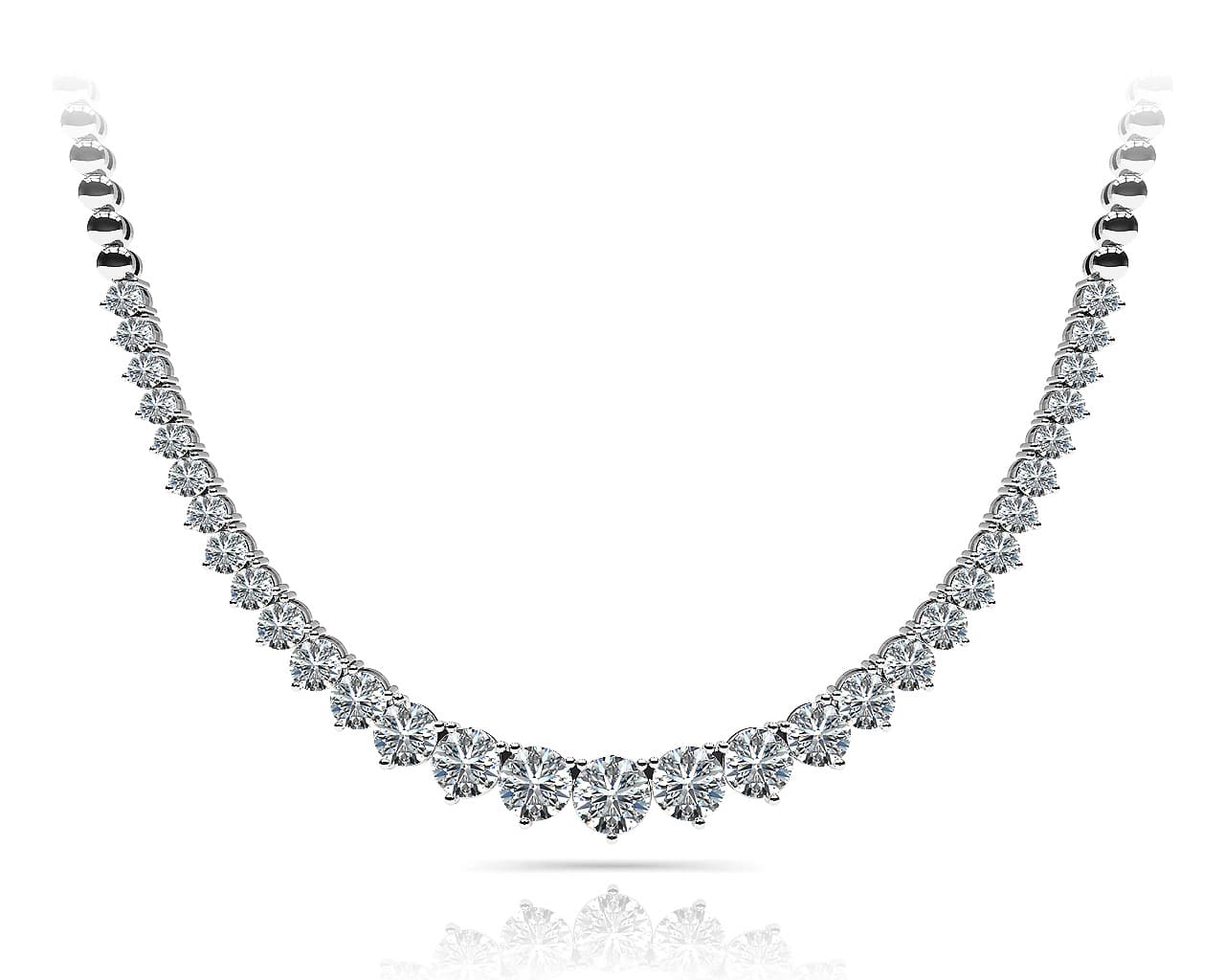 3 Prong Graduated necklace — 3 CT — White Gold