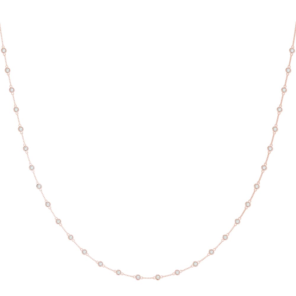 Bezel Set Station Necklace (1.2 ct. tw.), Front view in rose gold