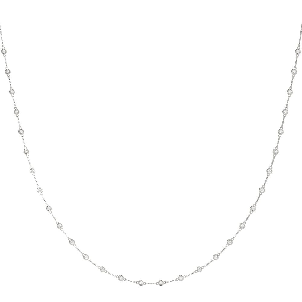 Bezel Set Station Necklace — 1 1/5 CT — View 1