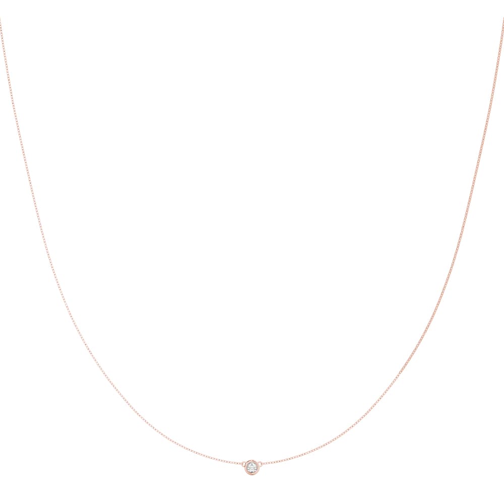 Solitaire Bezel Set Pendant Necklace (1/4 ct. tw.), Front view in rose gold