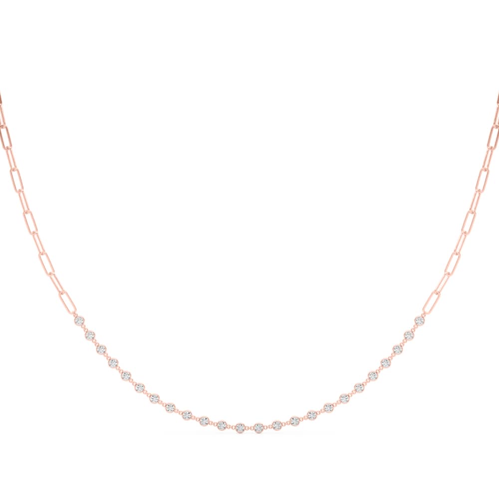 Bezel Set Paperclip Necklace (0.81 ct. tw.), Front view in rose gold