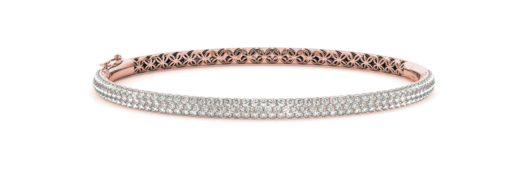 Multi-Row Pavé Hinged Bracelet (2 5/8 ct. tw.), Front view in rose gold