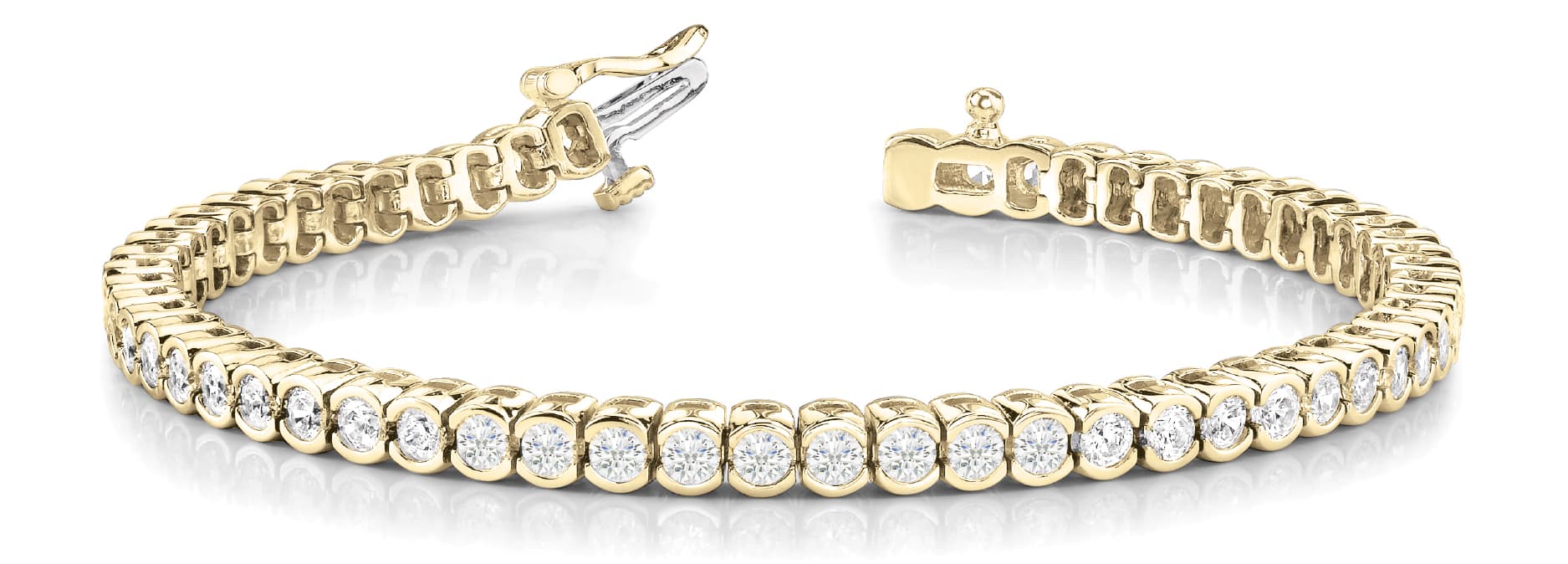 Half Bezel In Line Tennis Bracelet (2 ct. tw.), Front view in yellow gold