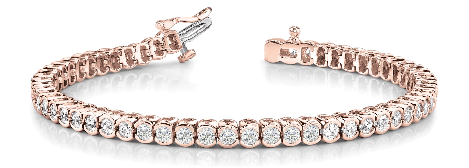 Half Bezel In Line Tennis Bracelet (6 ct. tw.), Front view in rose gold