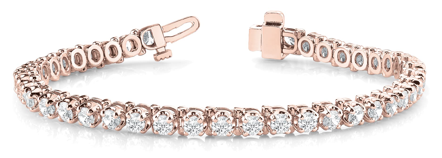 4 Prong In Line Tennis Bracelet (2 ct. tw.), Front view in rose gold