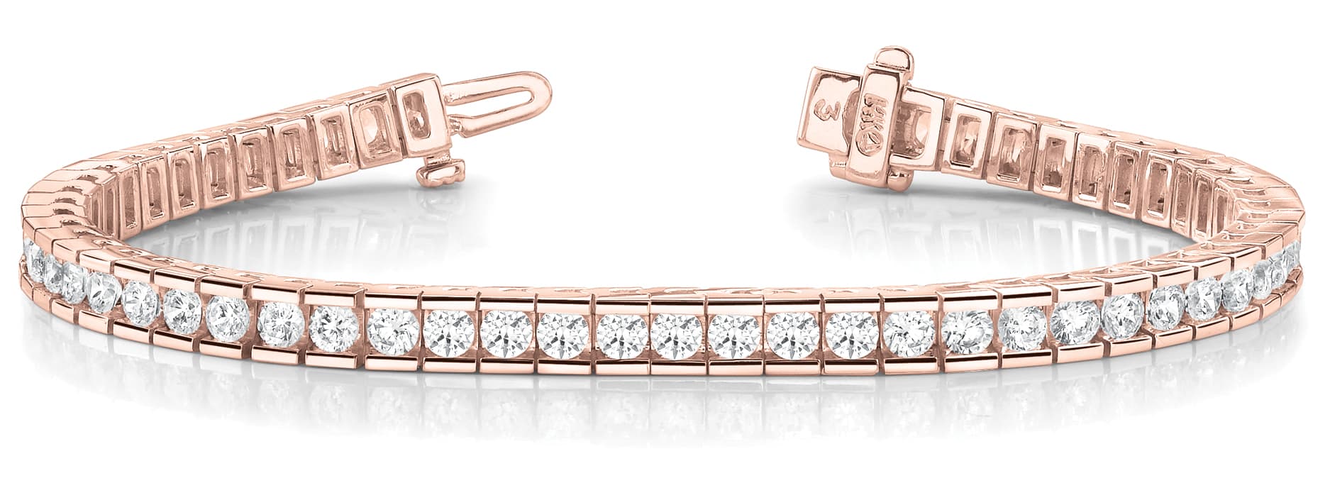 Channel Tennis Bracelet (11 ct. tw.), Front view in rose gold