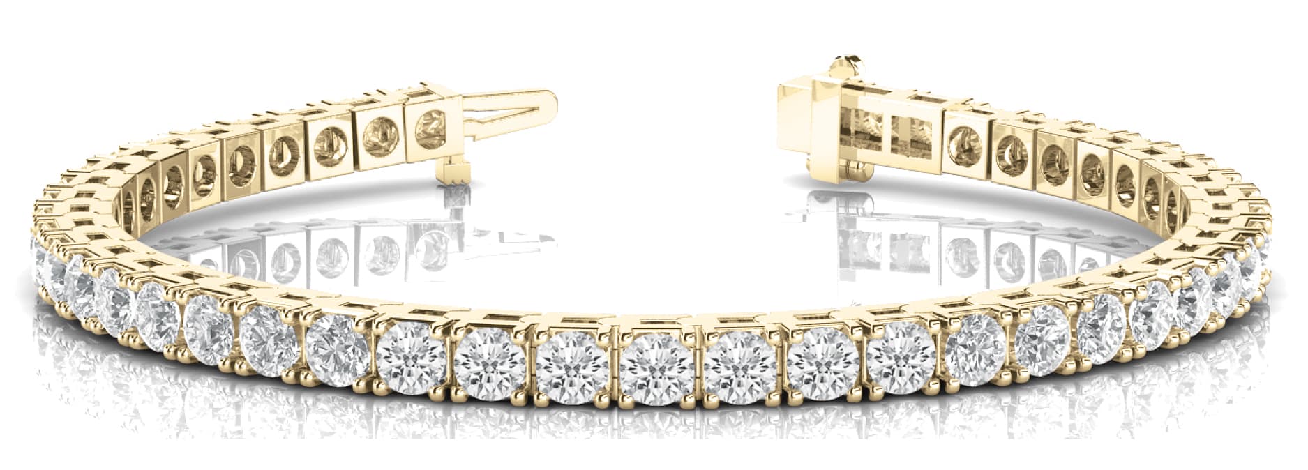 4-Prong Tennis Bracelet (7 ct. tw.), Front view in yellow gold