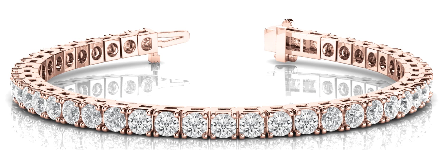 4-Prong Tennis Bracelet (10 ct. tw.), Front view in rose gold