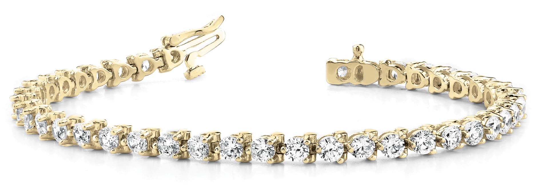Prong Set Tennis Bracelet (3 ct. tw.), Front view in yellow gold