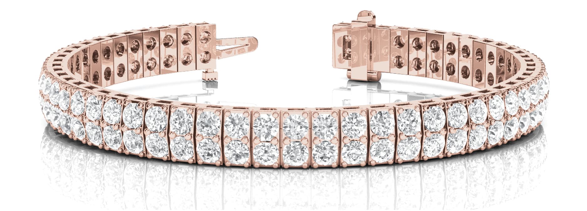 2-Stone Vertical Bar Link Bracelet (5 ct. tw.), Front view in rose gold