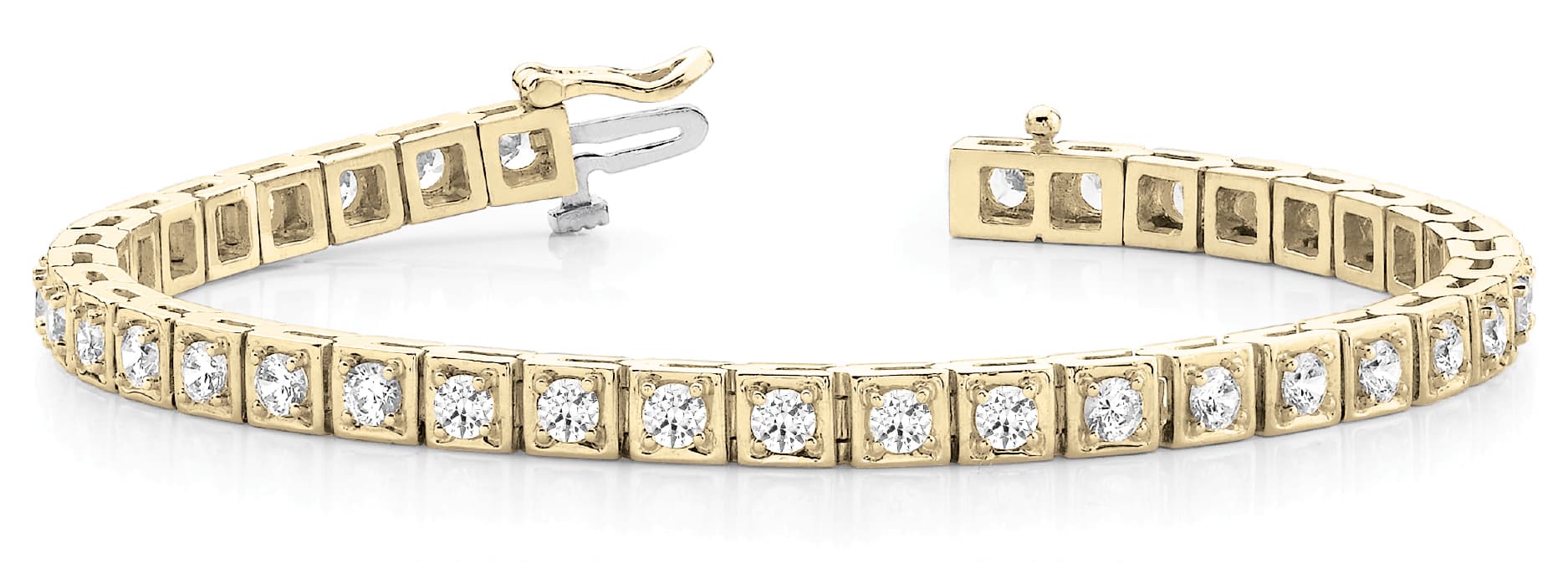 Square Link In-Line Tennis Bracelet (1 ct. tw.), Front view in yellow gold