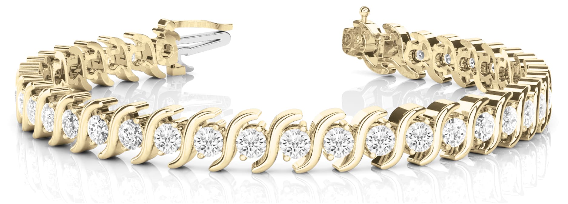 In Line S Link Bracelet (4 ct. tw.), Front view in yellow gold