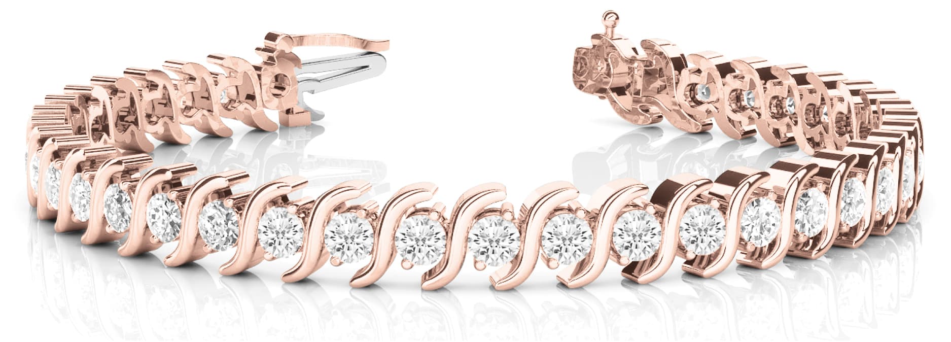 In Line S Link Bracelet (2 ct. tw.), Front view in rose gold